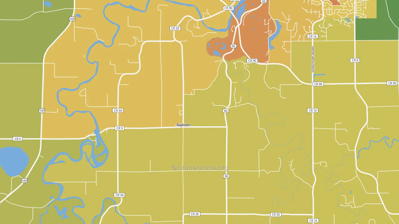 Rapidan, MN Map of Burglary Rates
