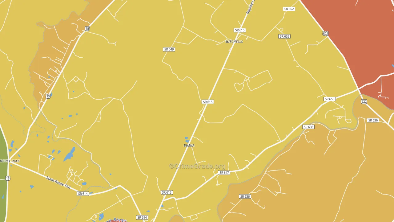 Rapidan, VA Map of Burglary Rates