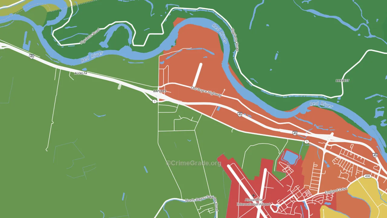 Rapides, LA Map of Burglary Rates