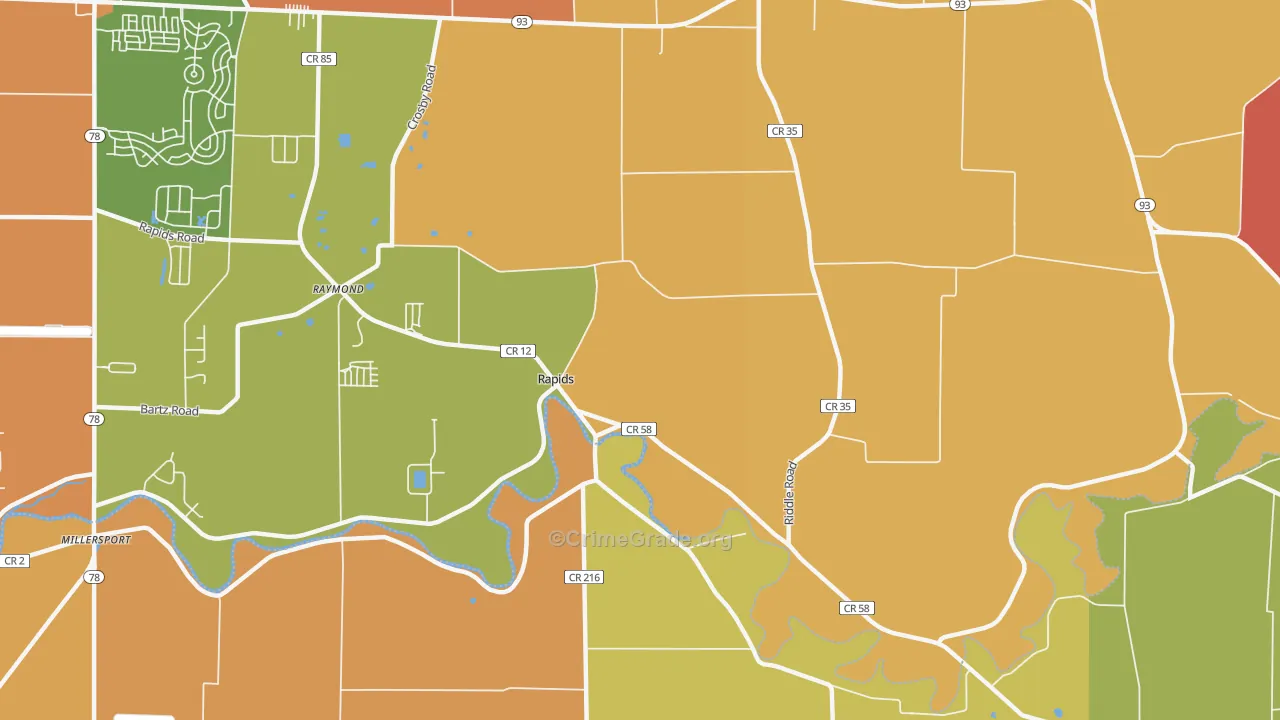 Rapids, NY Map of Burglary Rates