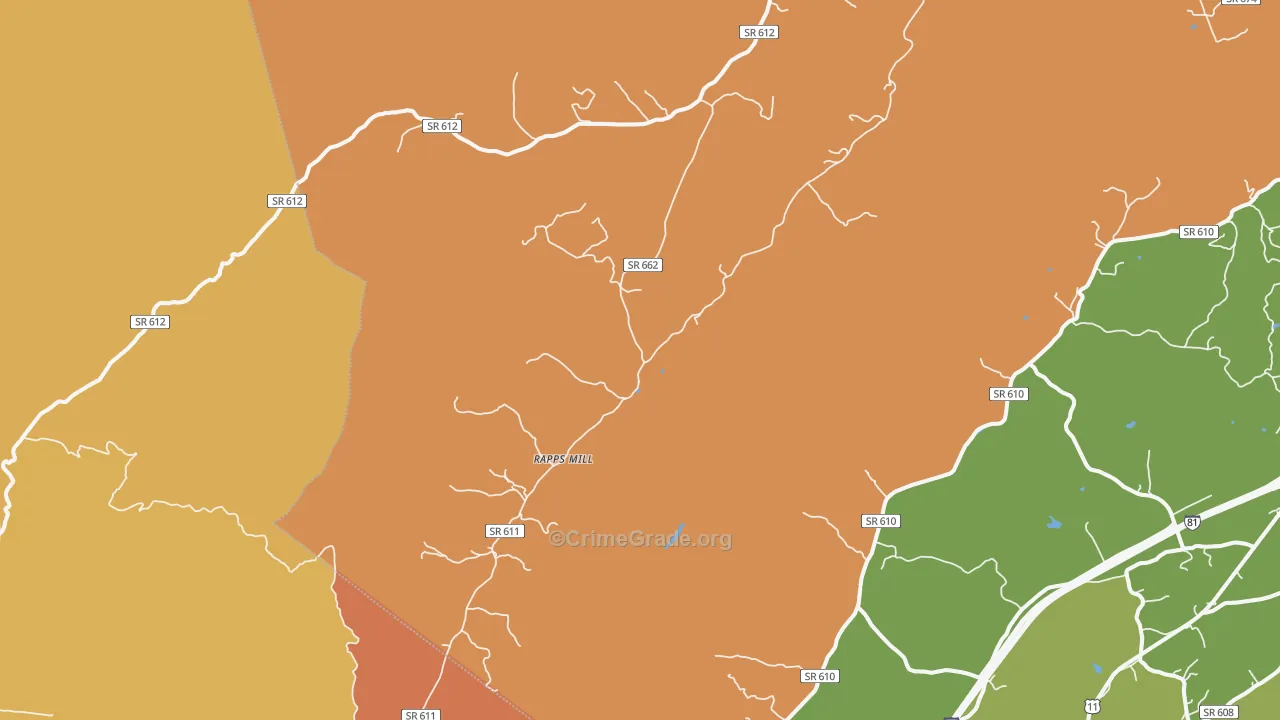 Rapps Mill, VA Map of Burglary Rates