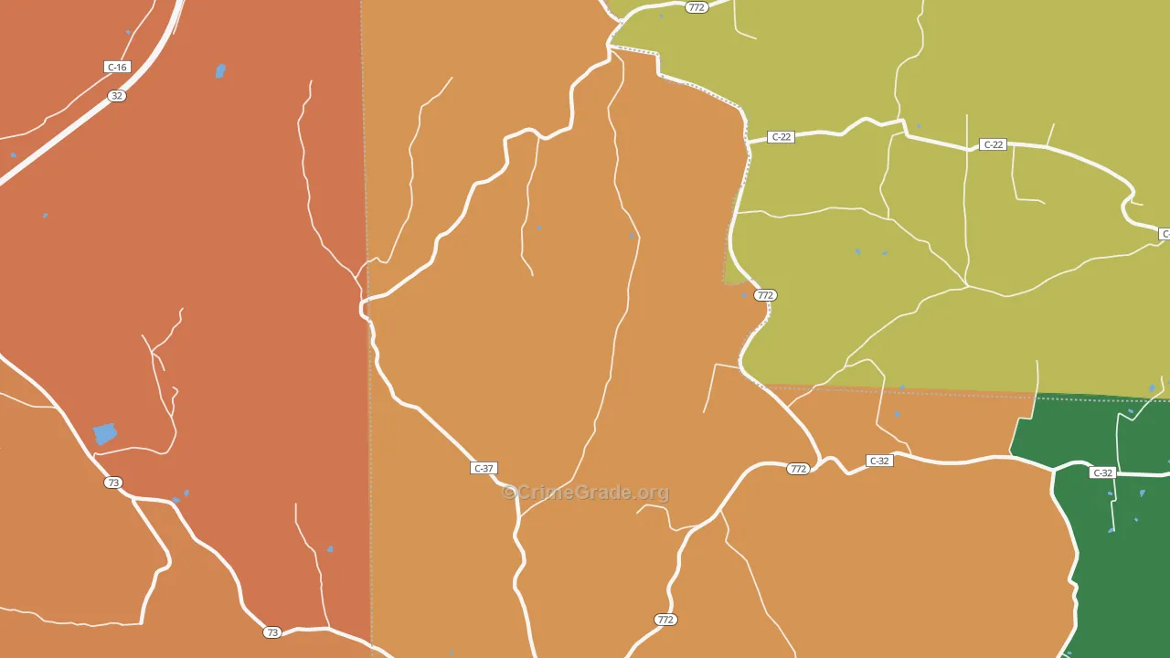 Rarden, OH Map of Burglary Rates