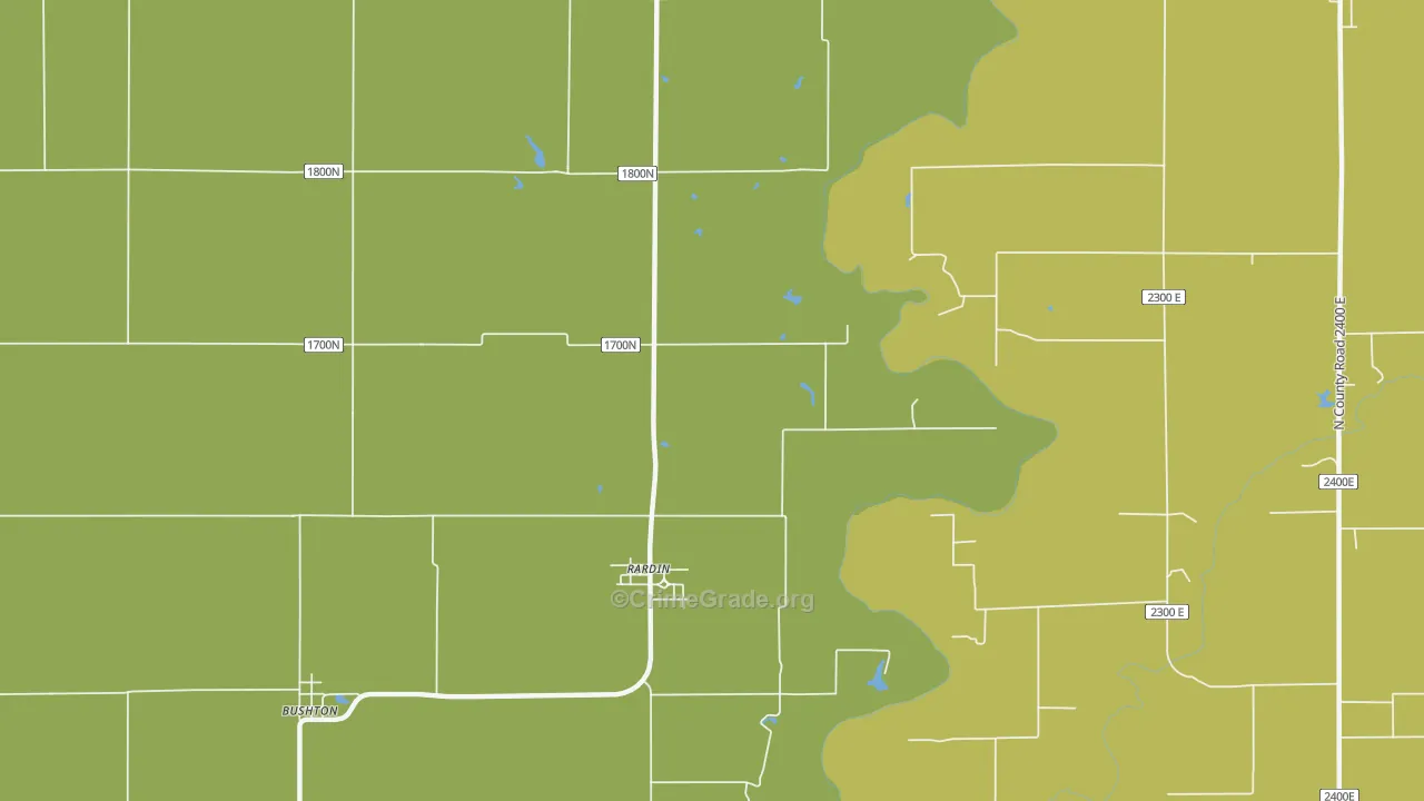 Rardin, IL Map of Burglary Rates