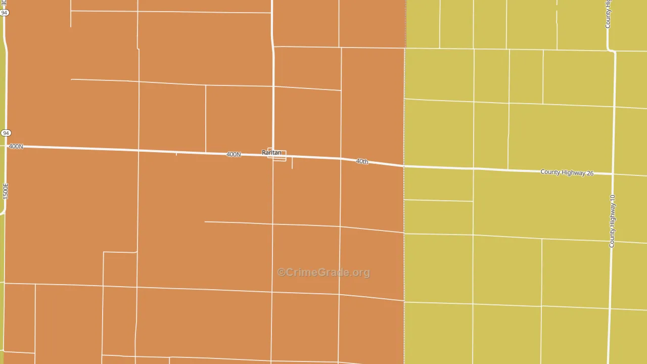 Raritan, IL Map of Burglary Rates