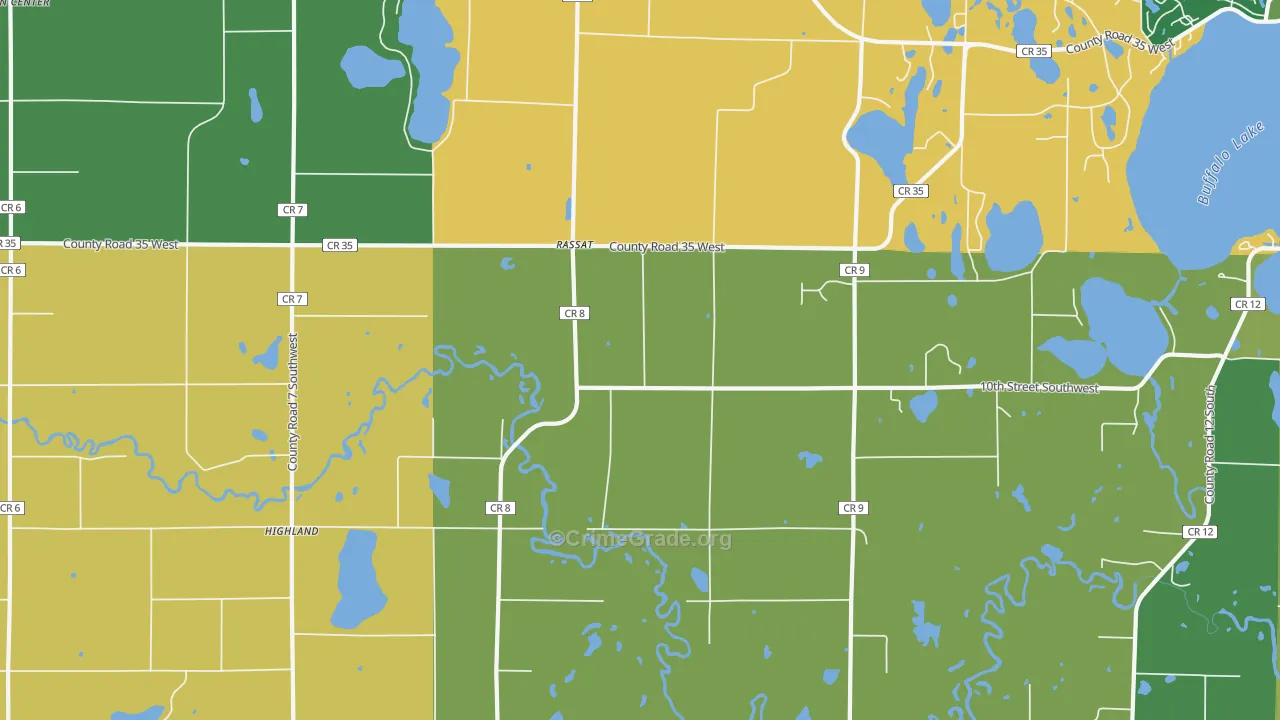Rassat, MN Map of Burglary Rates