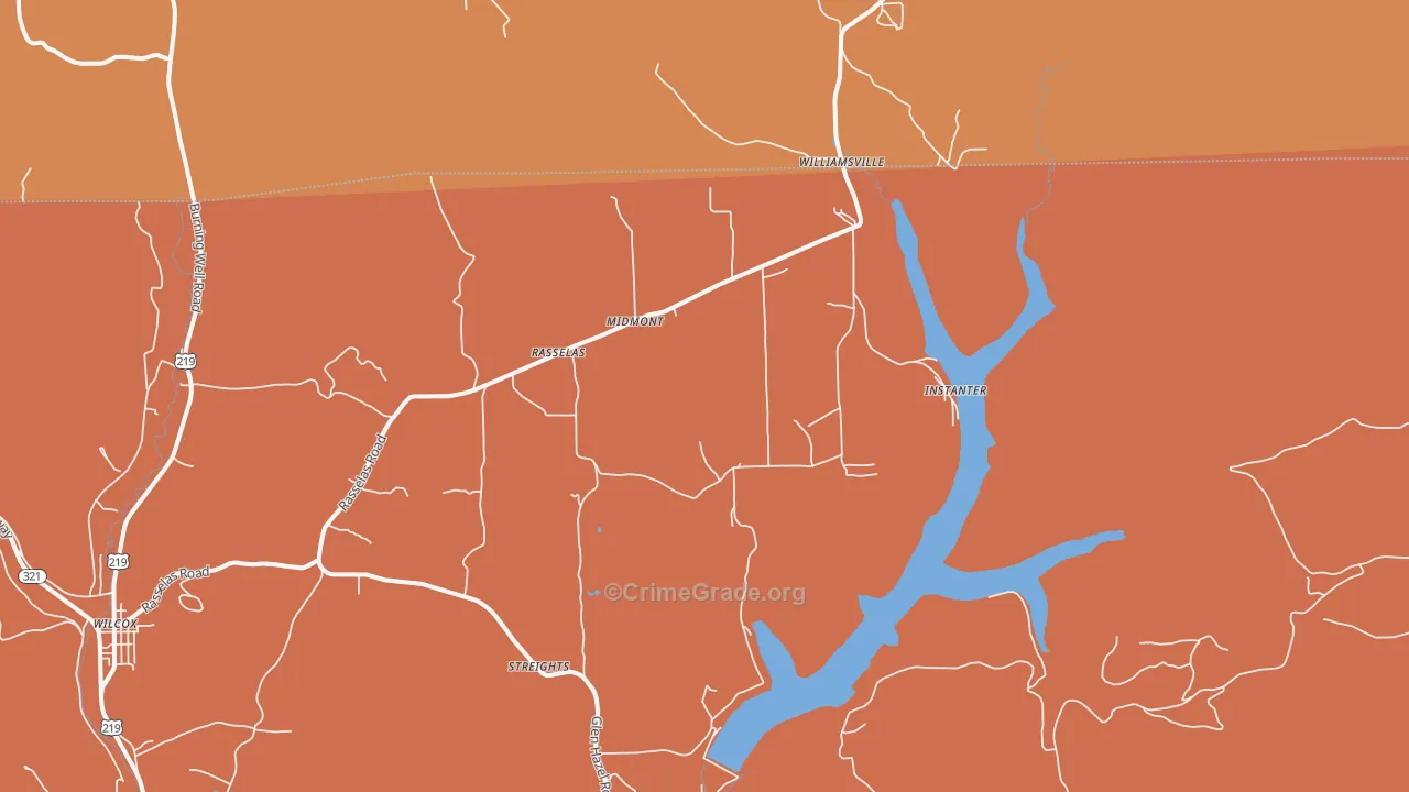 Rasselas, PA Map of Burglary Rates
