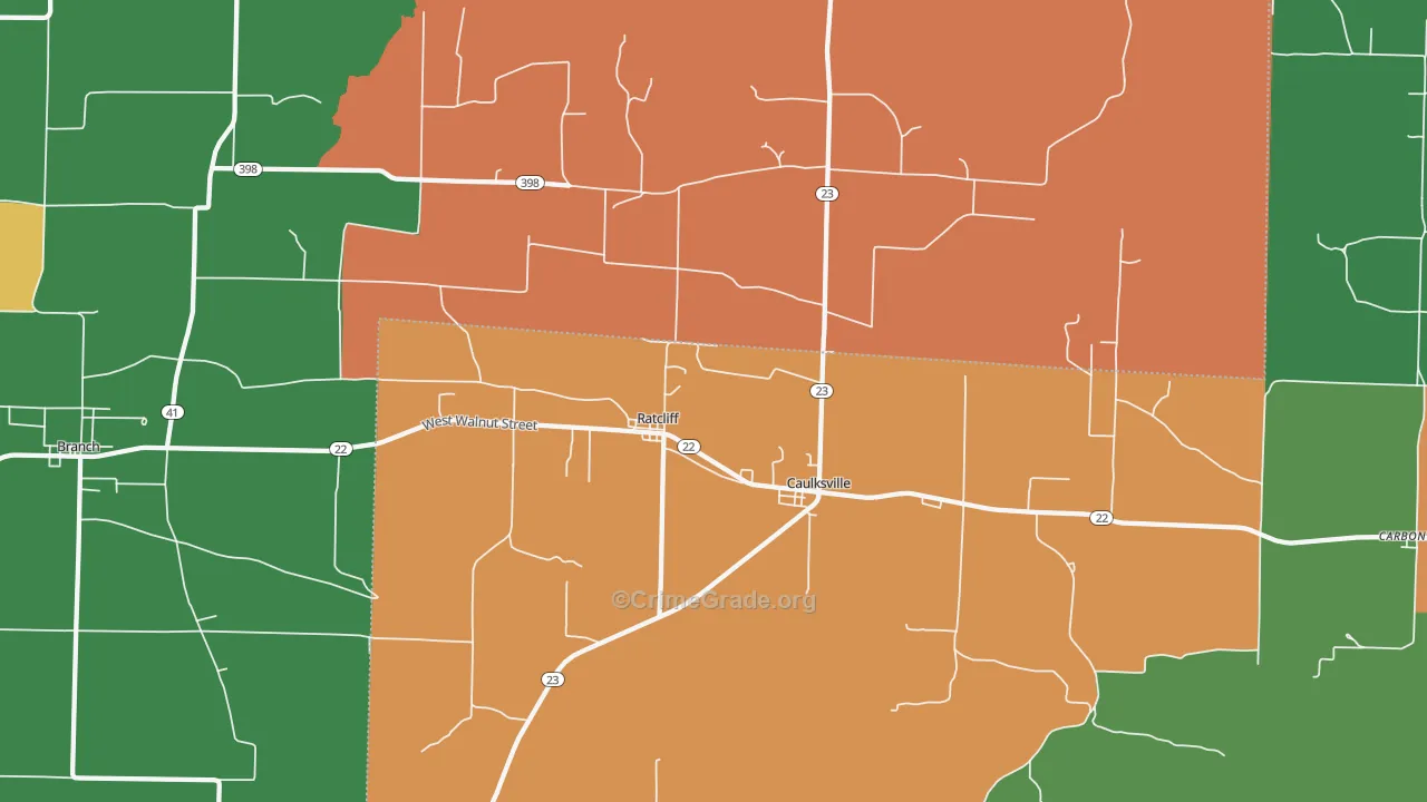 Ratcliff, AR Map of Burglary Rates
