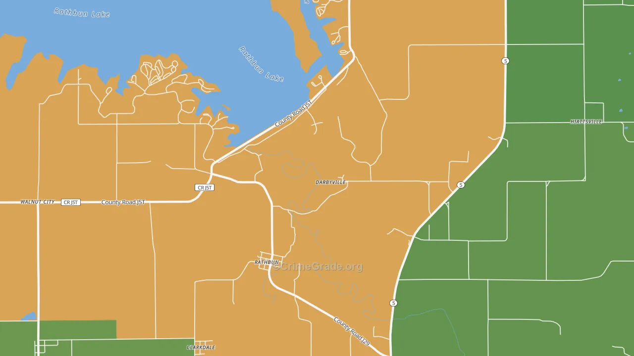 Rathbun, IA Map of Burglary Rates