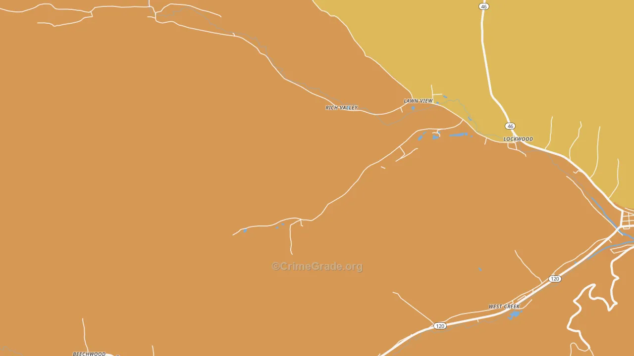 Rathbun, PA Map of Burglary Rates