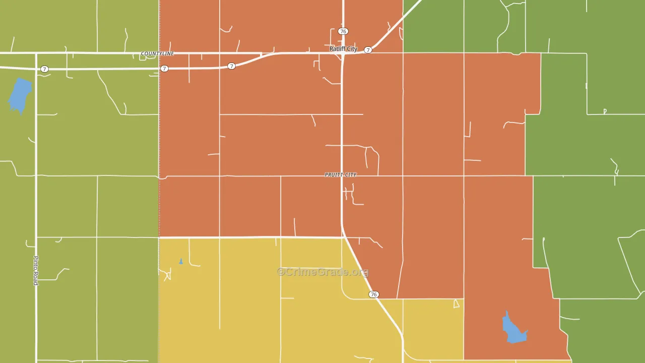 Ratliff City, OK Map of Burglary Rates