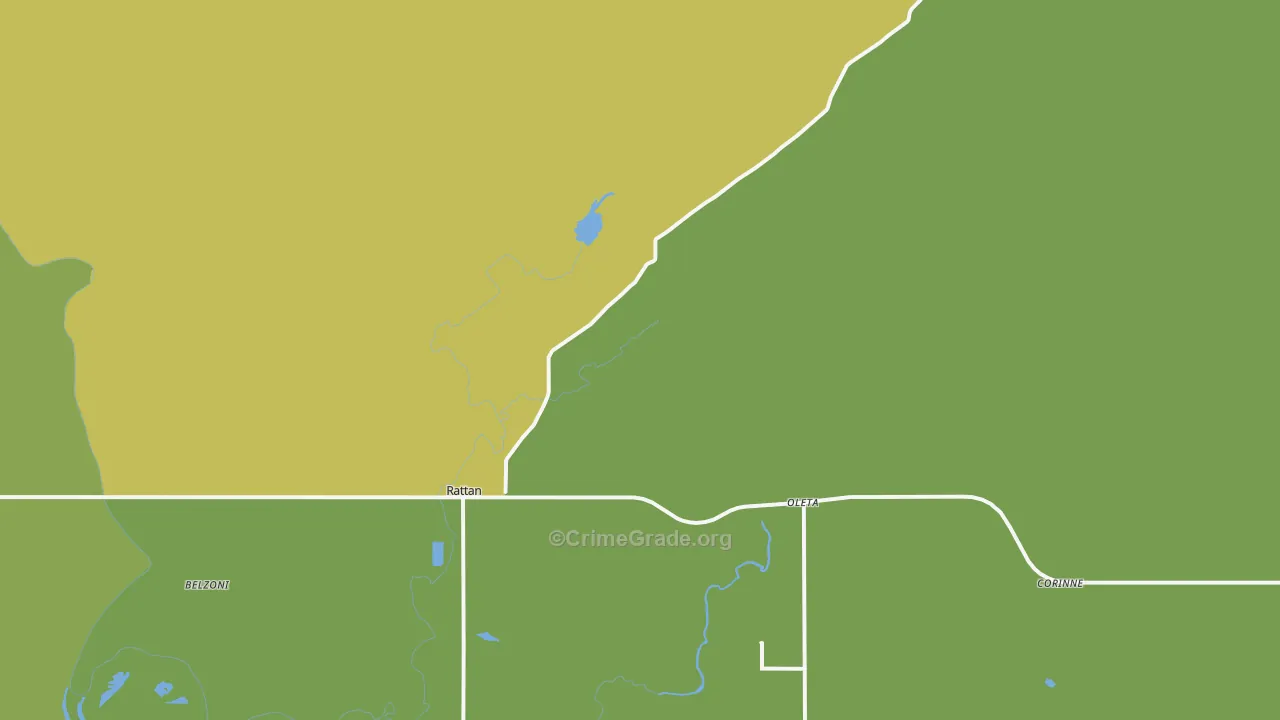 Rattan, OK Map of Burglary Rates