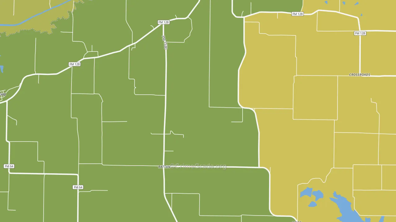 Rattan, TX Map of Burglary Rates