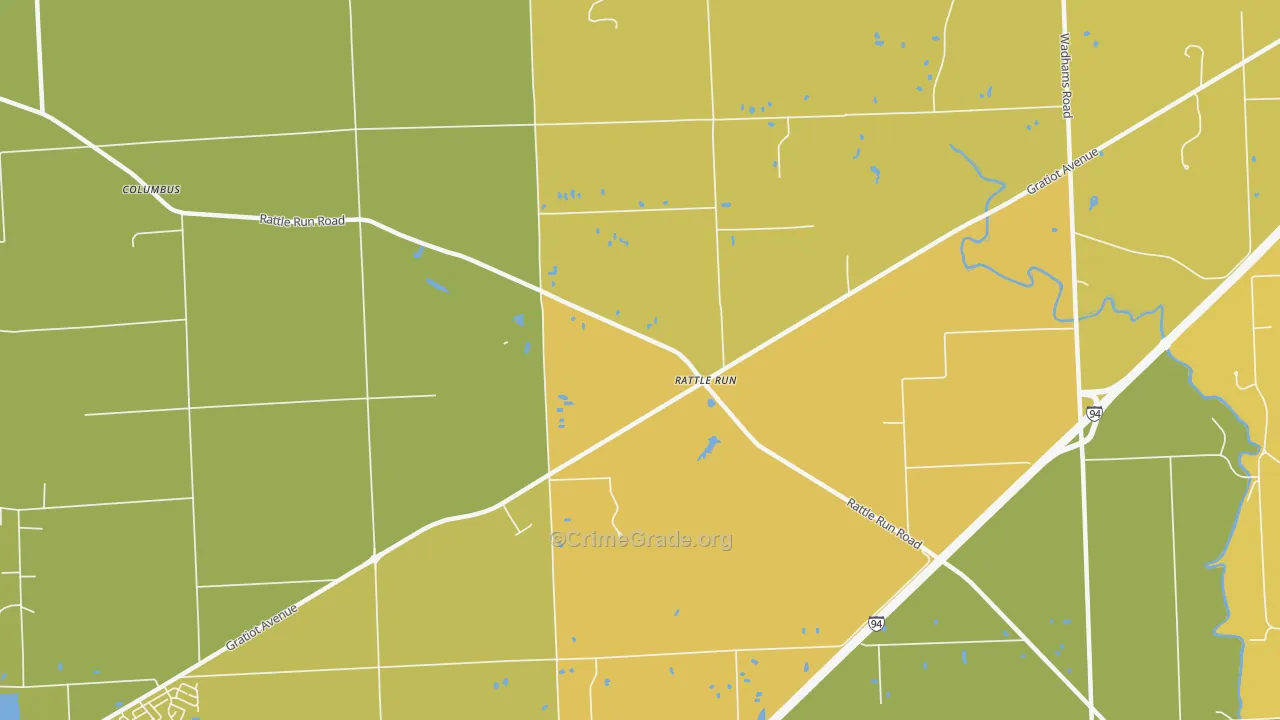 Rattle Run, MI Map of Burglary Rates