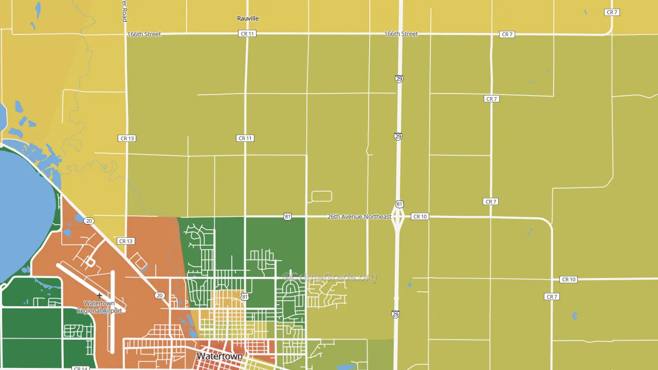 Rauville, SD Map of Burglary Rates