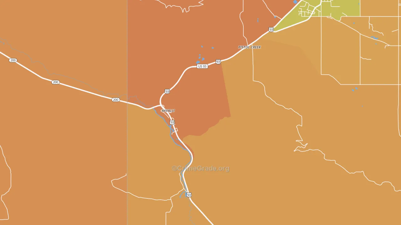 Ravalli, MT Map of Burglary Rates