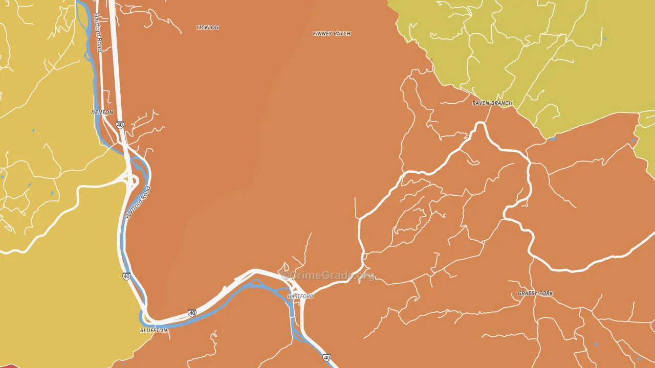 Raven Branch, TN Map of Burglary Rates
