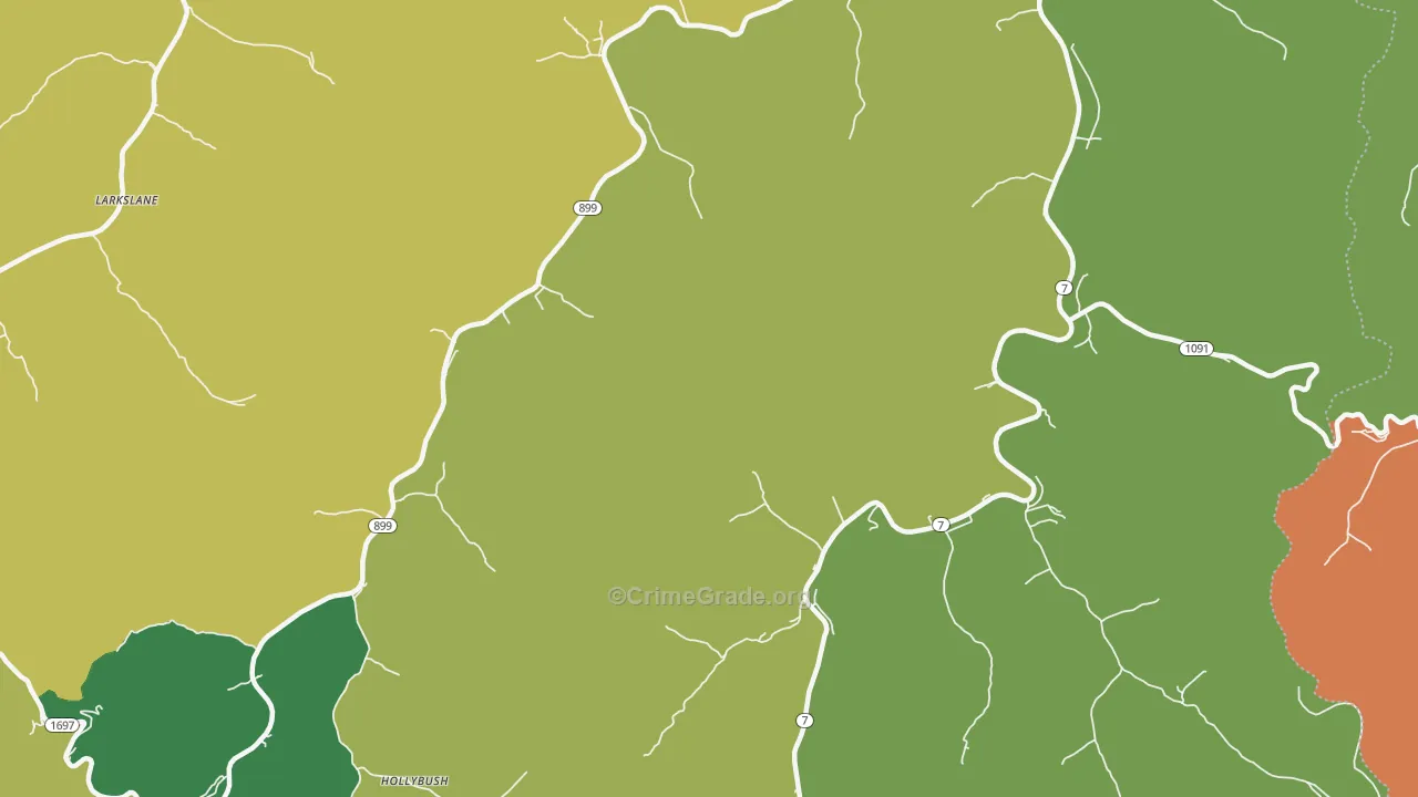 Raven, KY Map of Burglary Rates