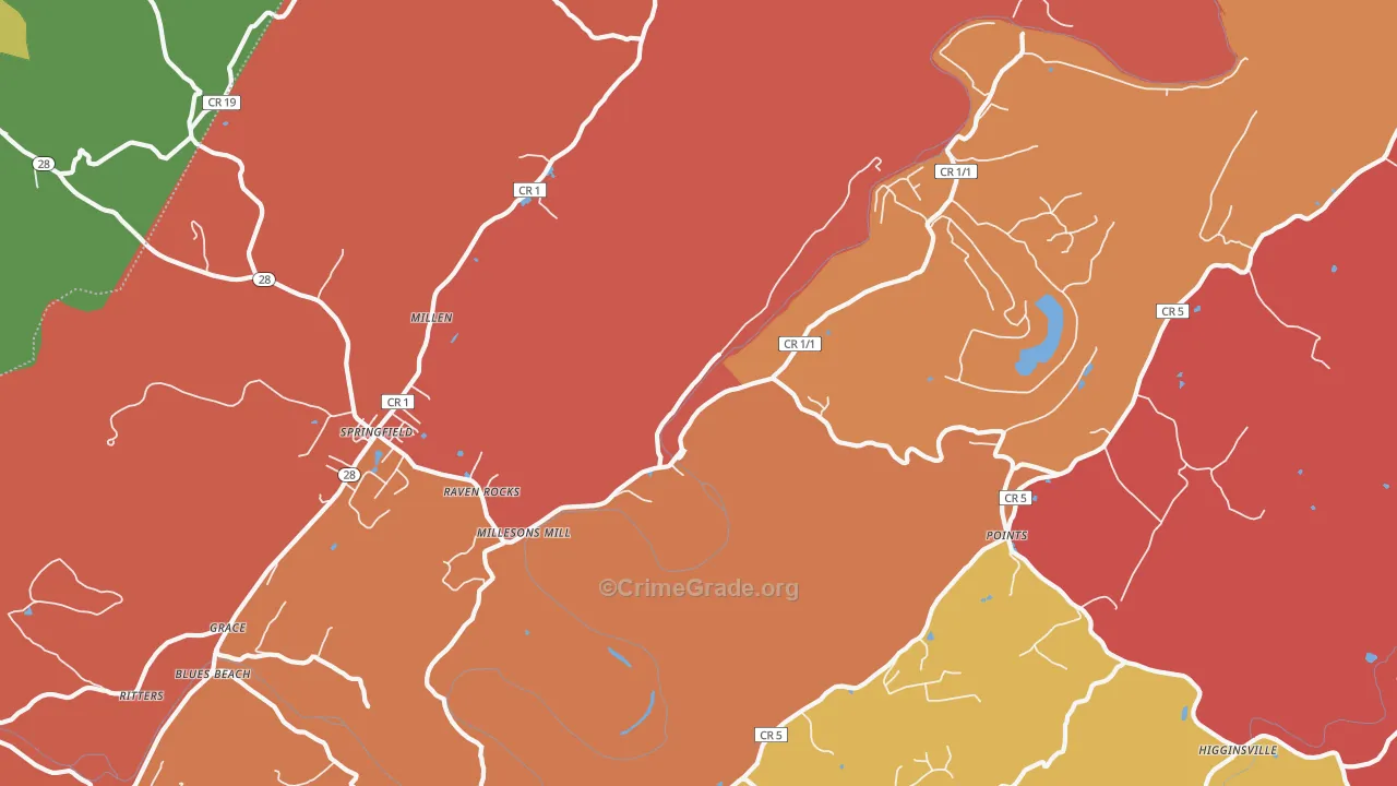 Raven Rocks, WV Map of Burglary Rates