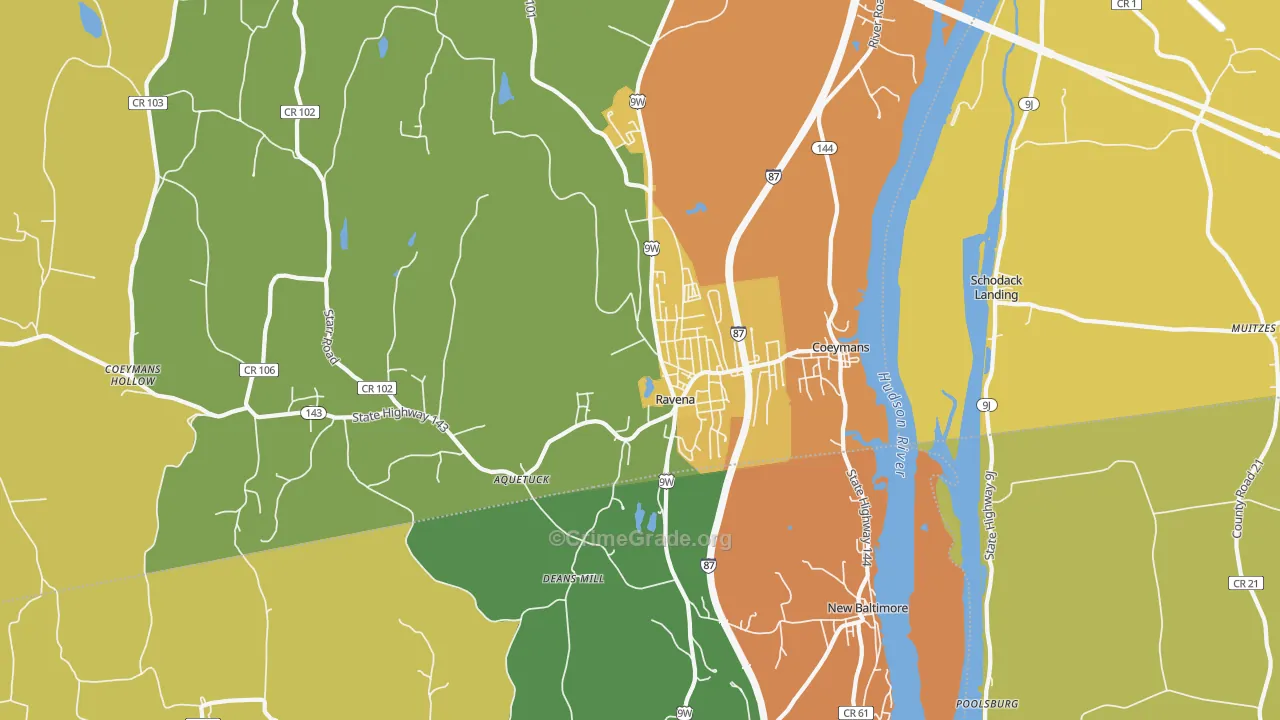 Ravena, NY Map of Burglary Rates