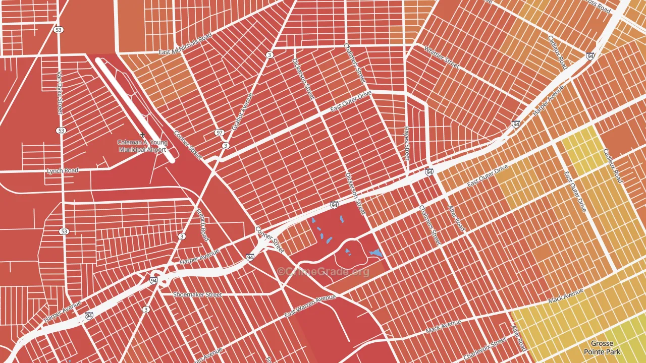 Ravendale, Detroit, MI Map of Burglary Rates