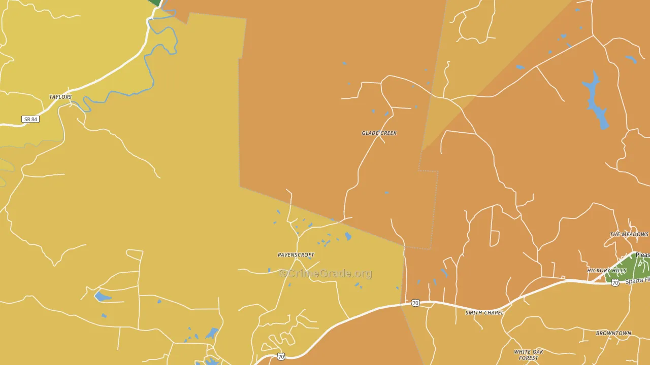 Ravenscroft, TN Map of Burglary Rates