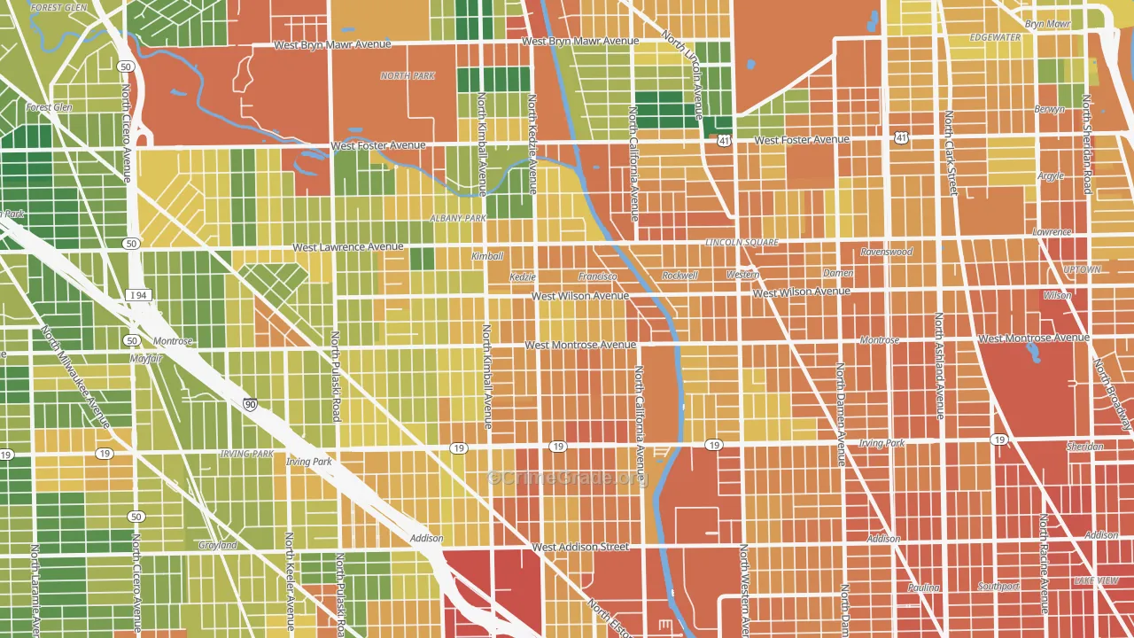 Ravenswood Manor, Chicago, IL Map of Burglary Rates