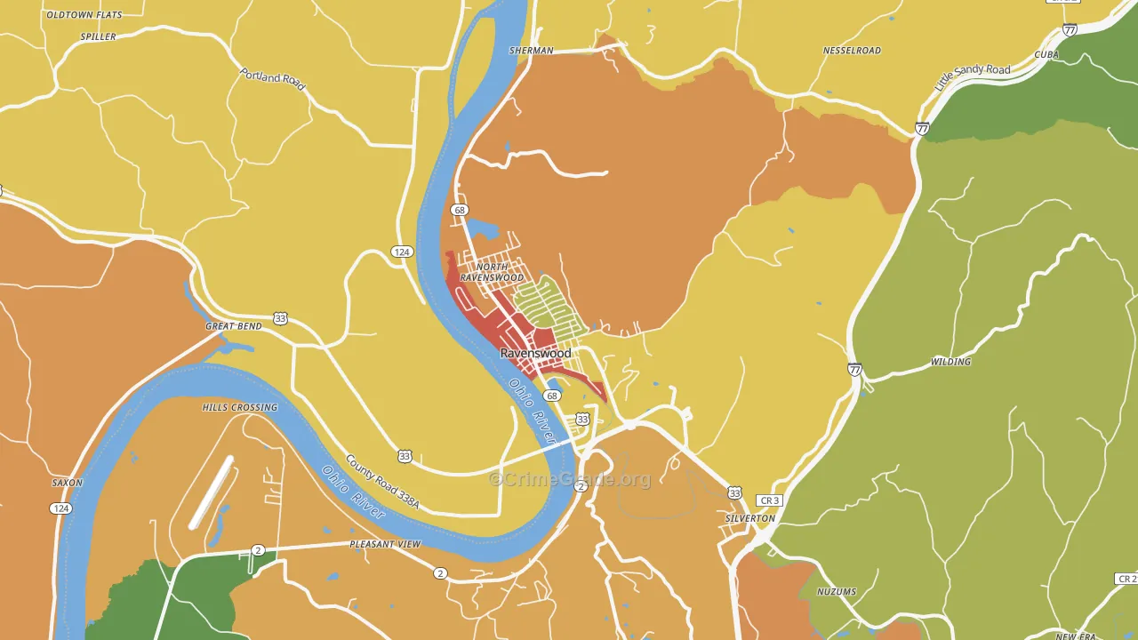 Ravenswood, WV Map of Burglary Rates