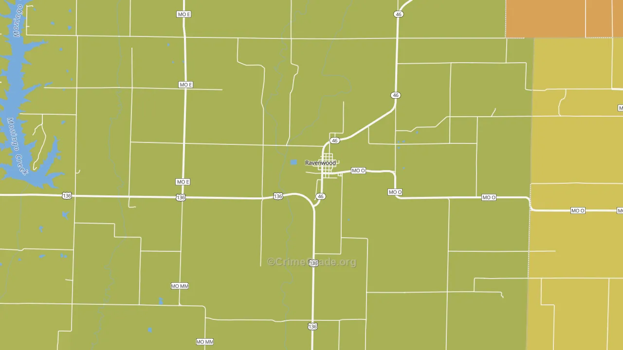 Ravenwood, MO Map of Burglary Rates
