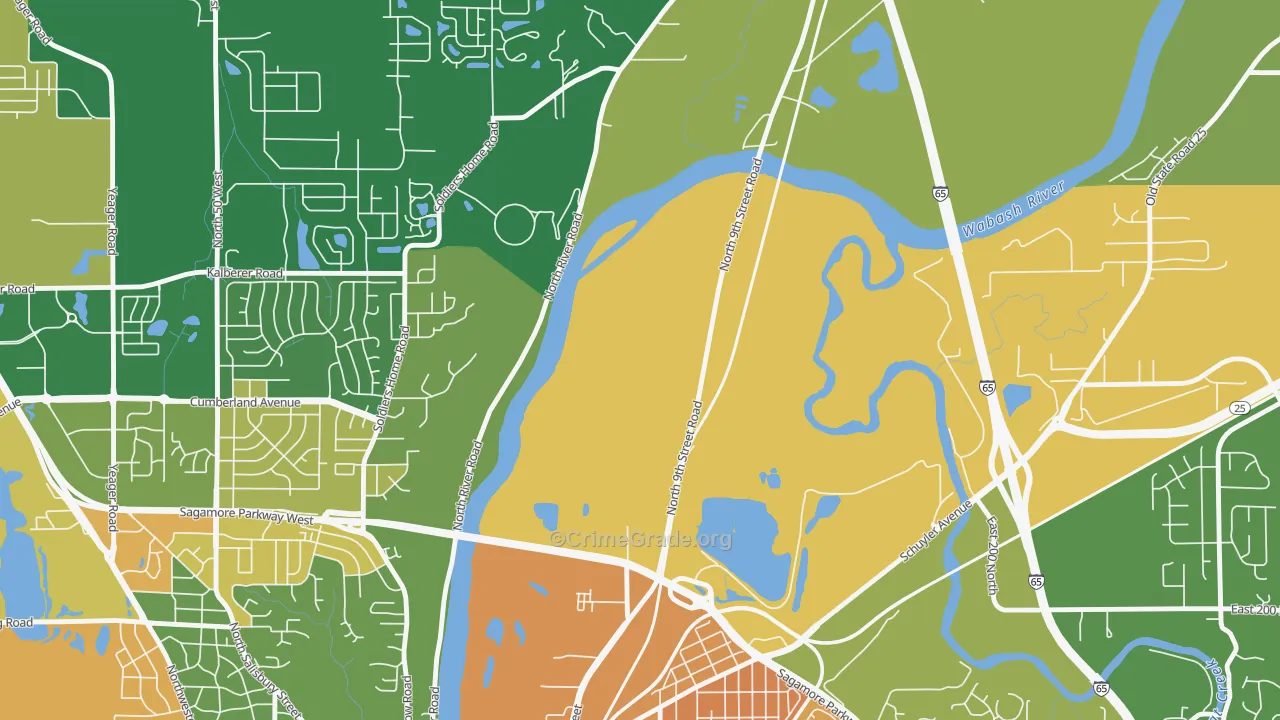 Ravinamy, IN Map of Burglary Rates
