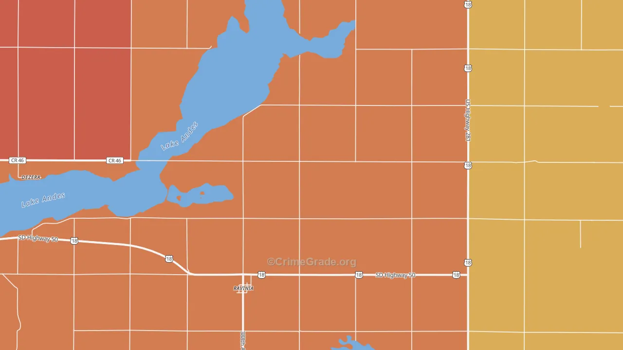 Ravinia, SD Map of Burglary Rates