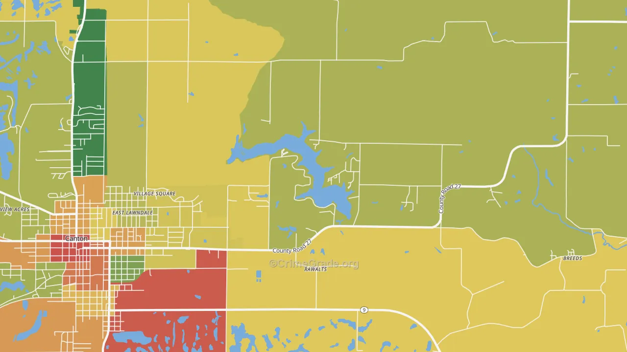 Rawalts, IL Map of Burglary Rates