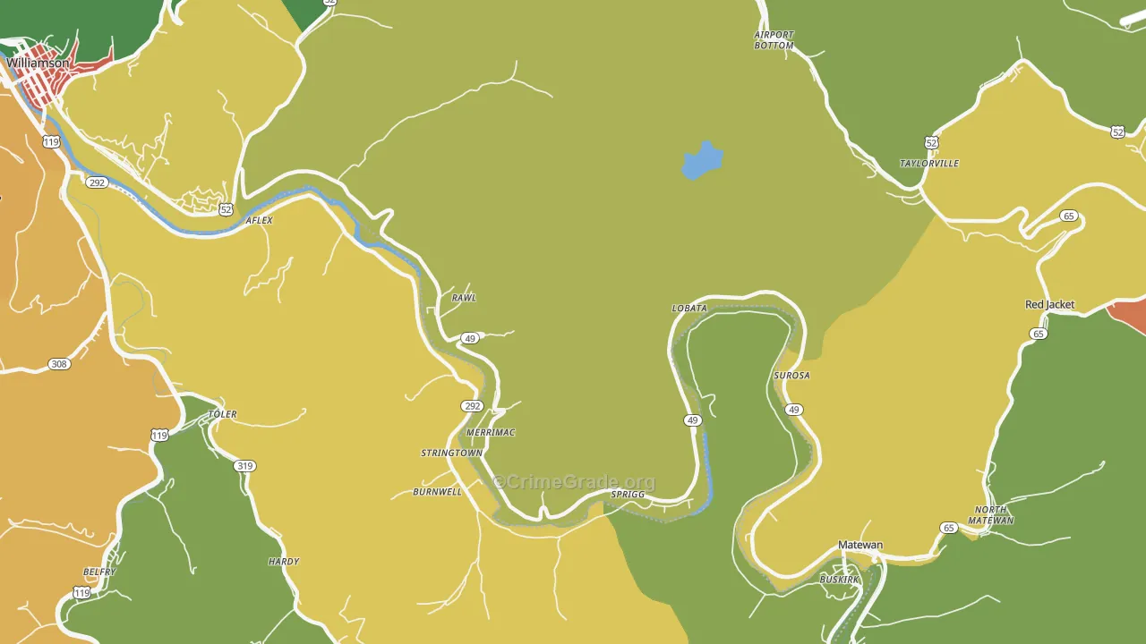 Rawl, WV Map of Burglary Rates