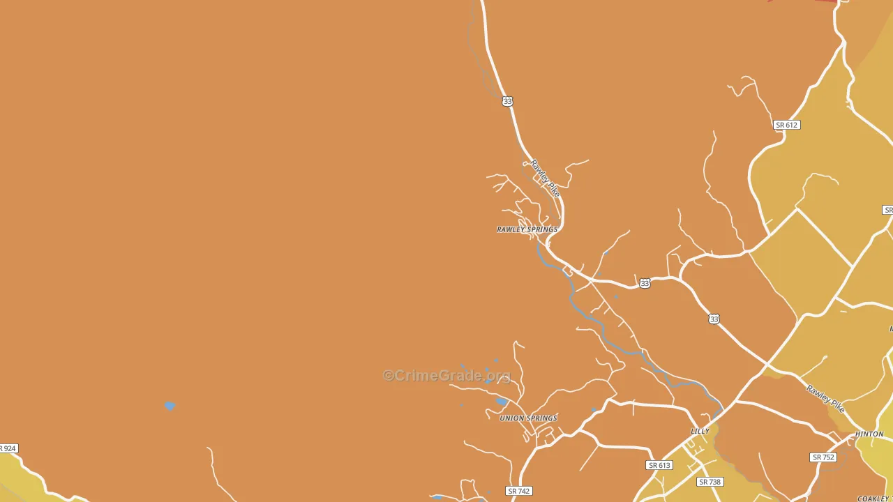 Rawley Springs, VA Map of Burglary Rates