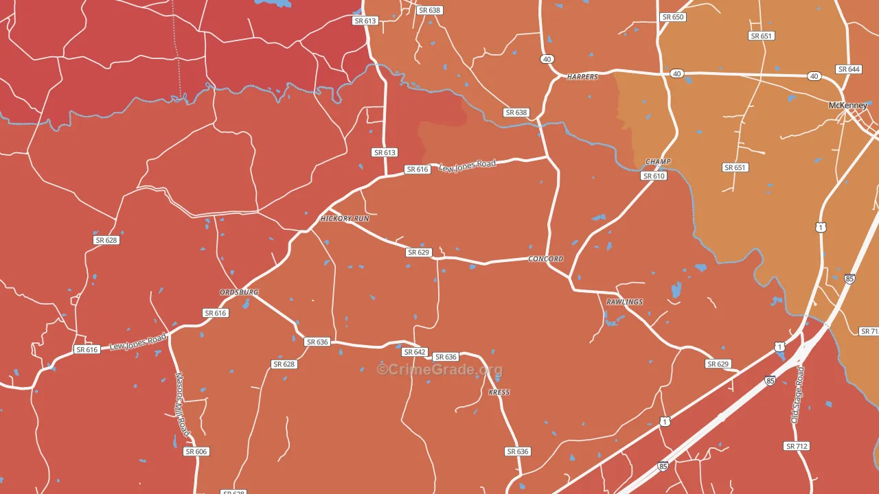 Rawlings, VA Map of Burglary Rates