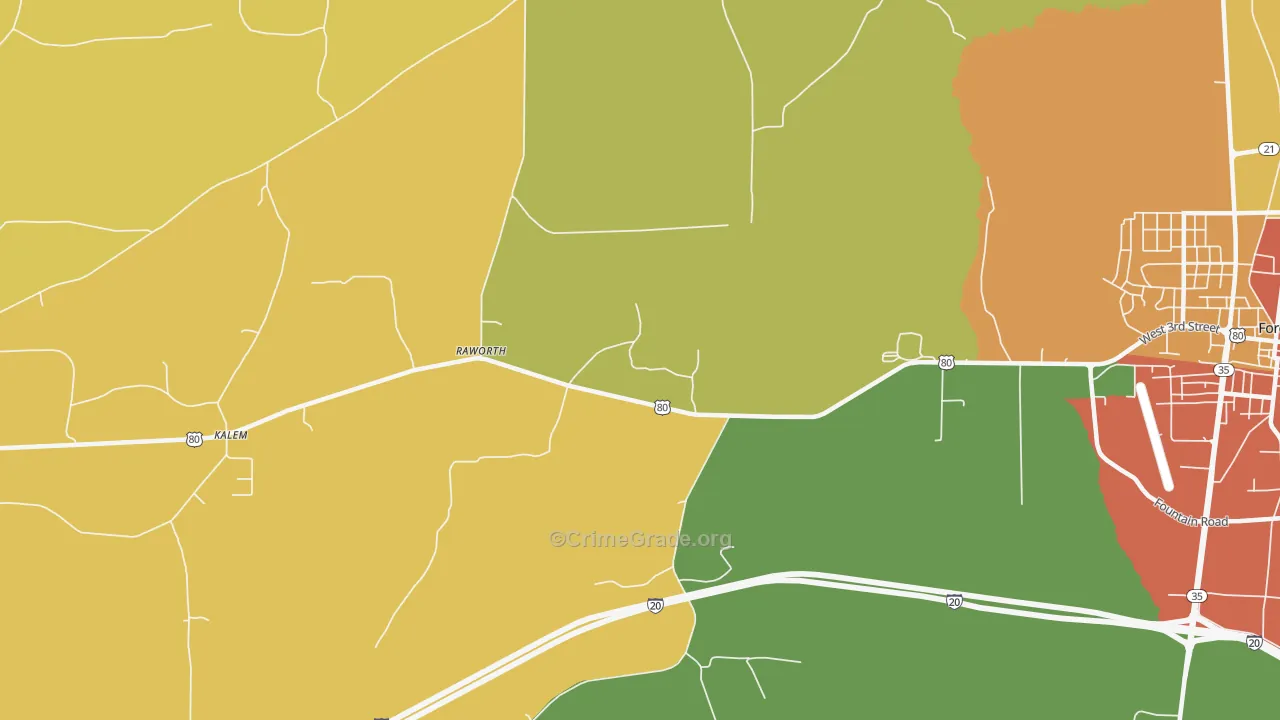 Raworth, MS Map of Burglary Rates