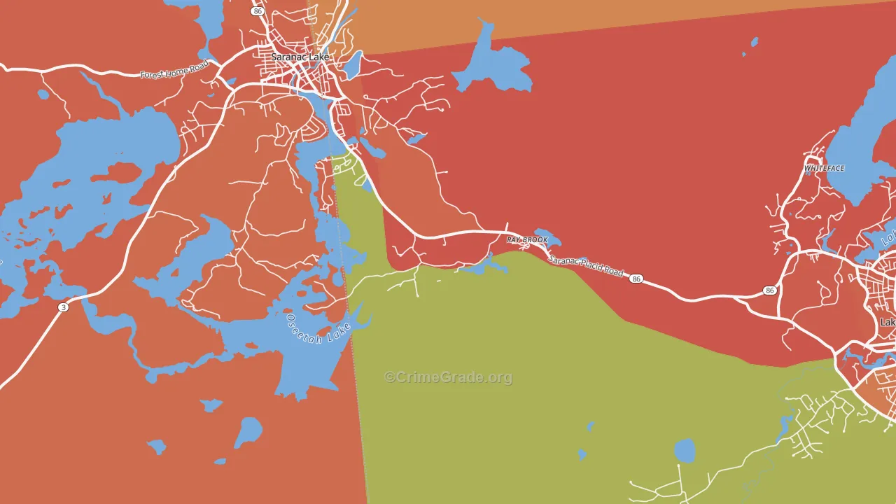 Ray Brook, NY Map of Burglary Rates