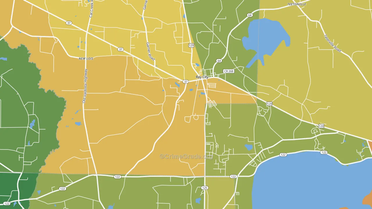 Ray City, GA Map of Burglary Rates
