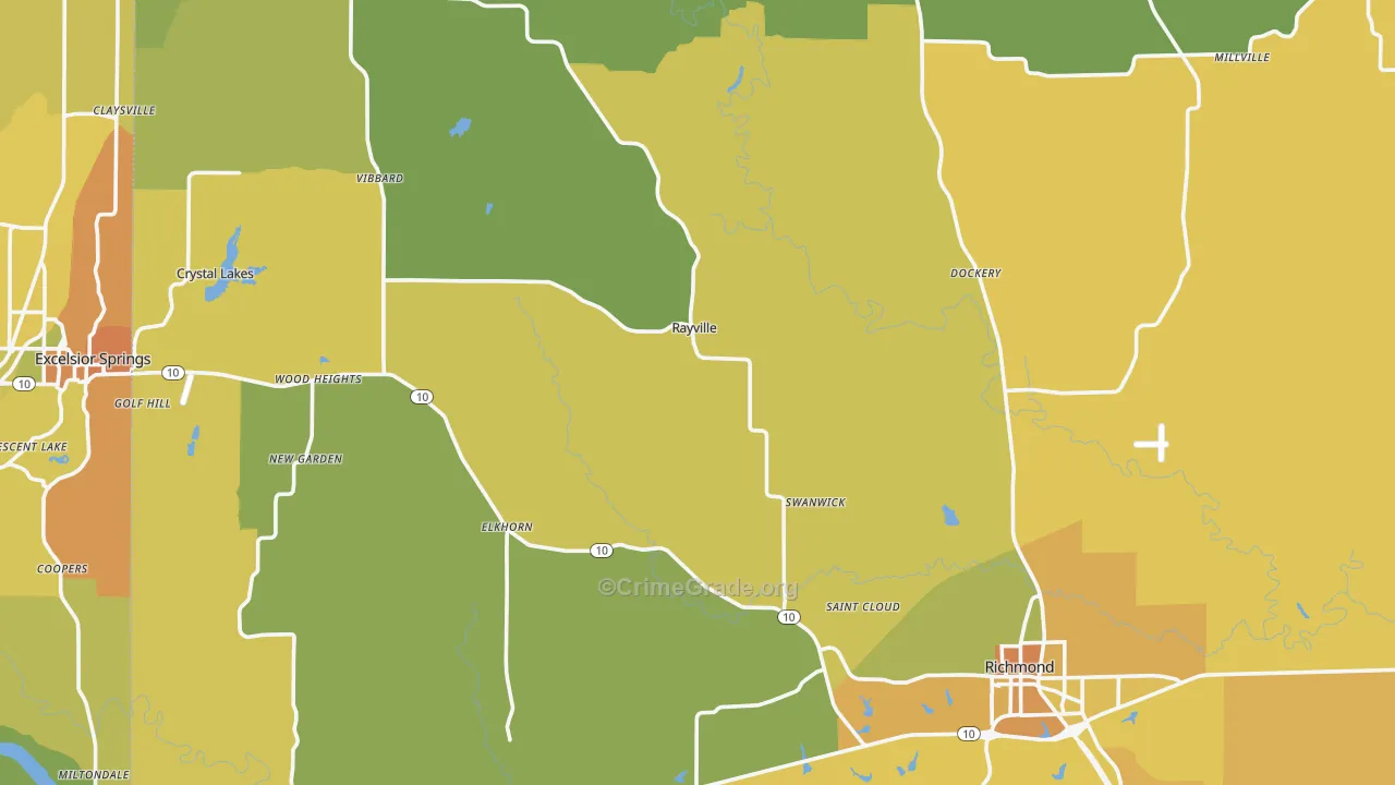 Ray County, MO Map of Burglary Rates