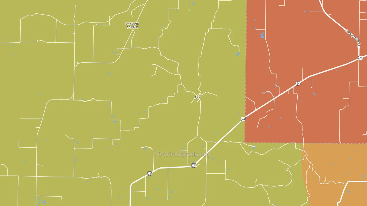 Ray, IL Map of Burglary Rates