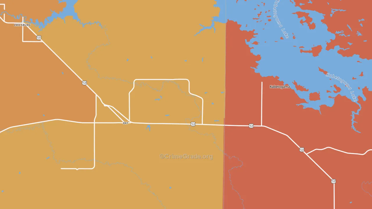 Ray, MN Map of Burglary Rates