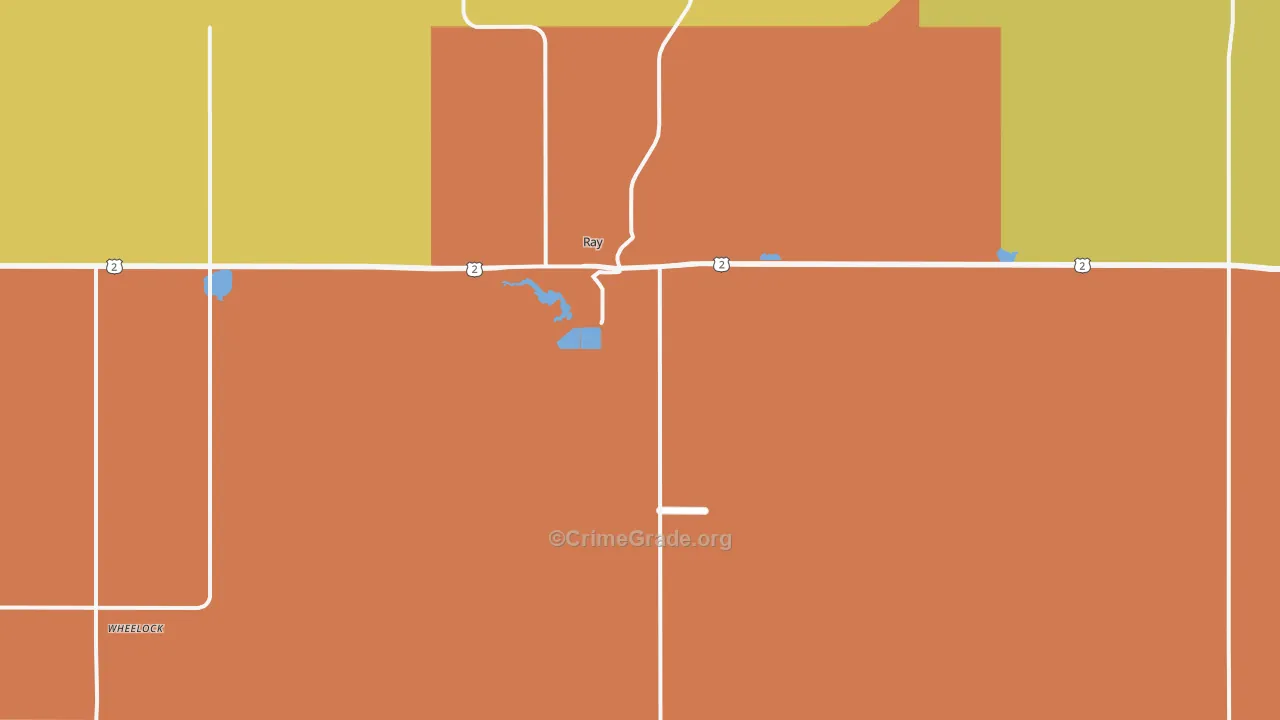 Ray, ND Map of Burglary Rates