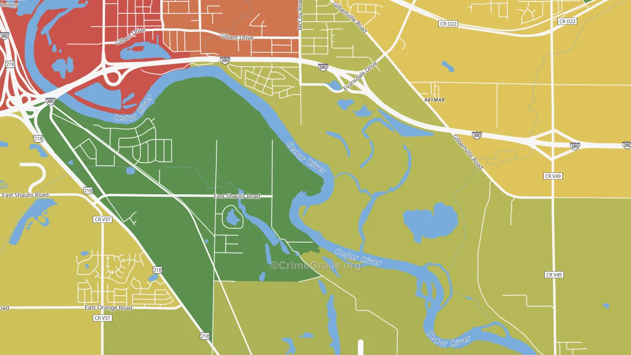 Raymar, IA Map of Burglary Rates