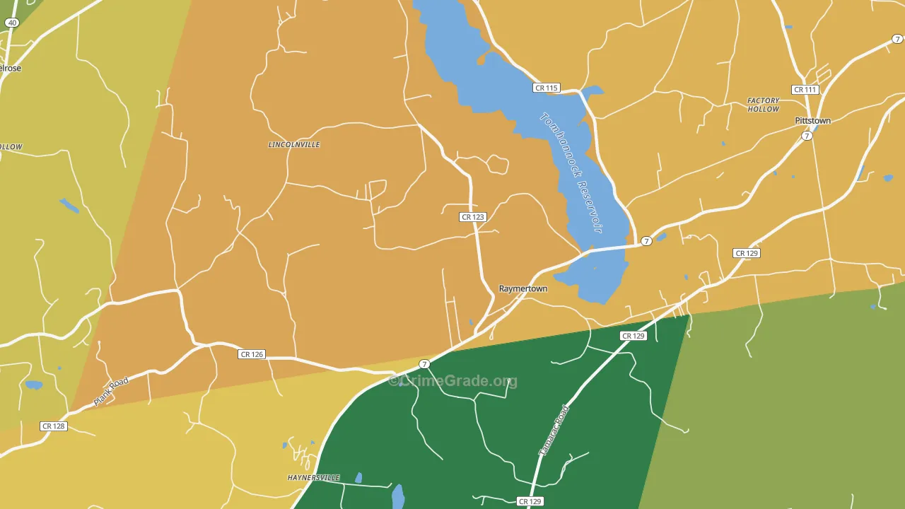 Raymertown, NY Map of Burglary Rates