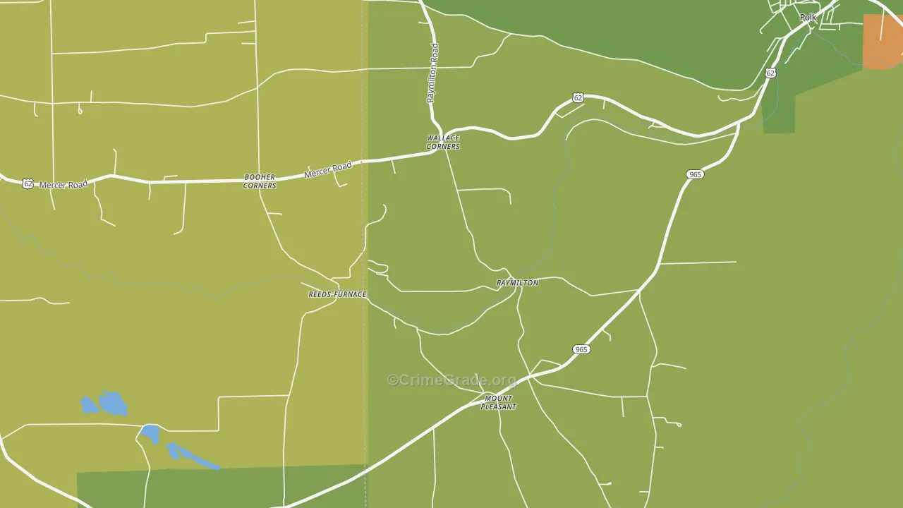Raymilton, PA Map of Burglary Rates
