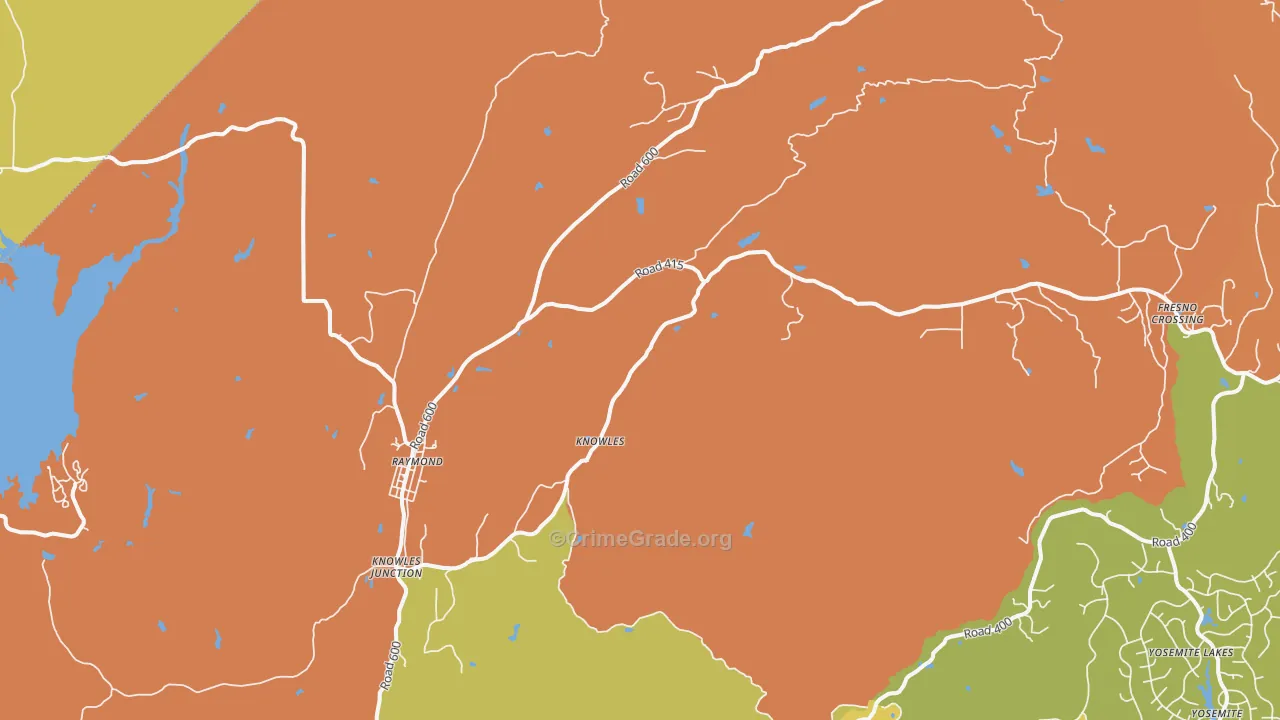 Raymond, CA Map of Burglary Rates