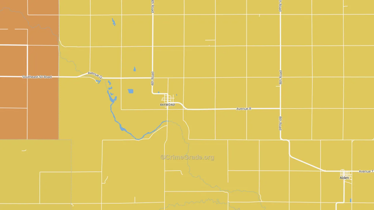 Raymond, KS Map of Burglary Rates