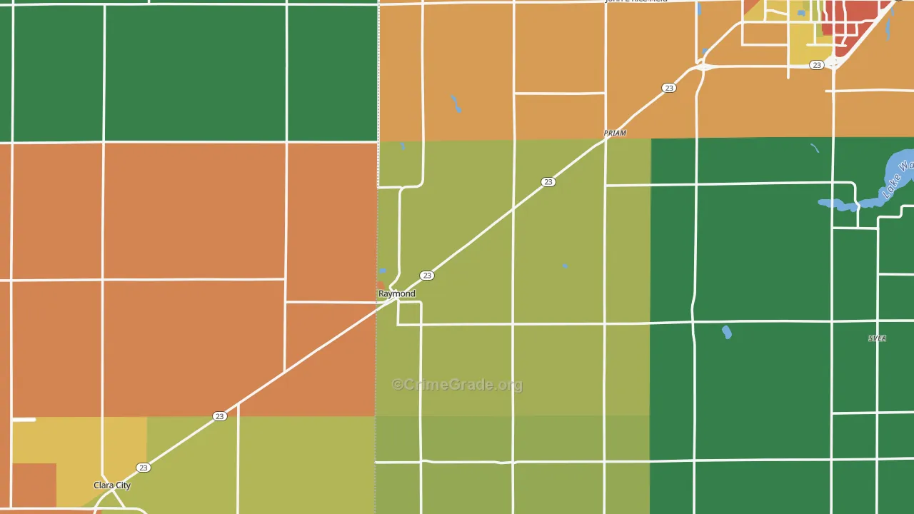 Raymond, MN Map of Burglary Rates