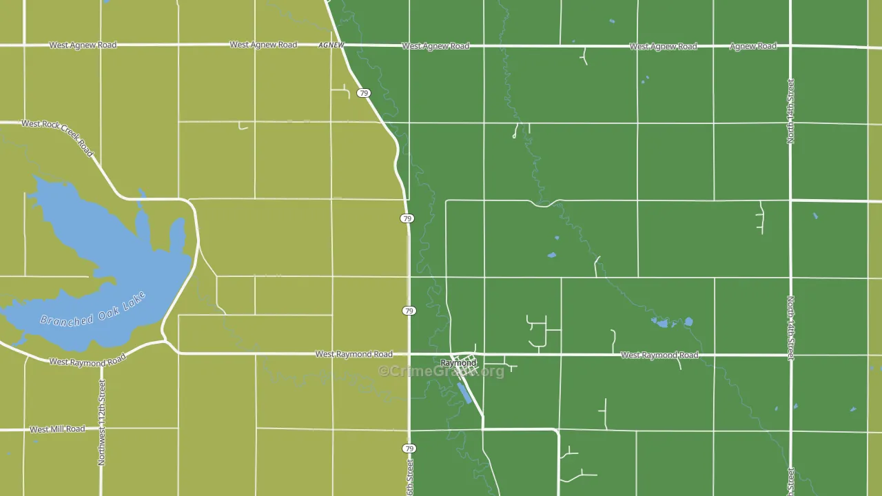 Raymond, NE Map of Burglary Rates