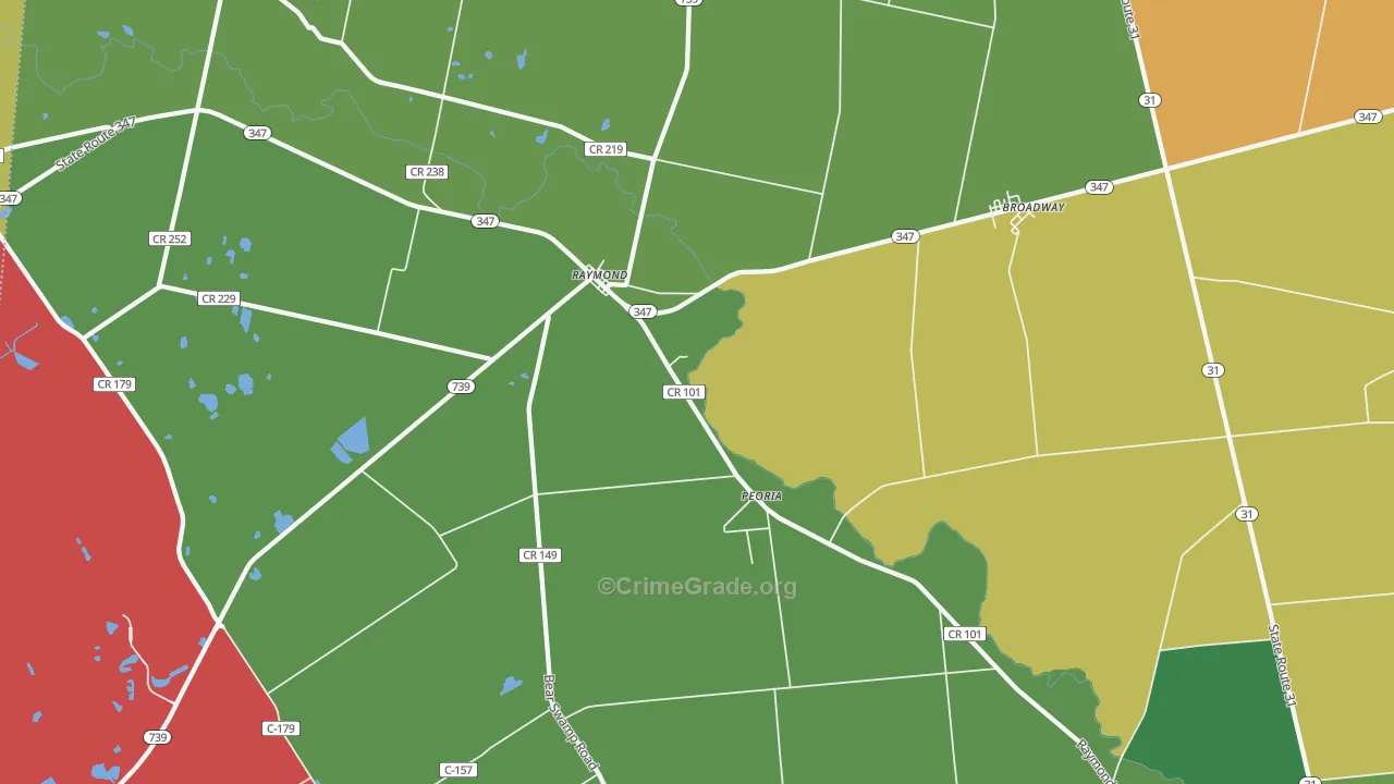 Raymond, OH Map of Burglary Rates