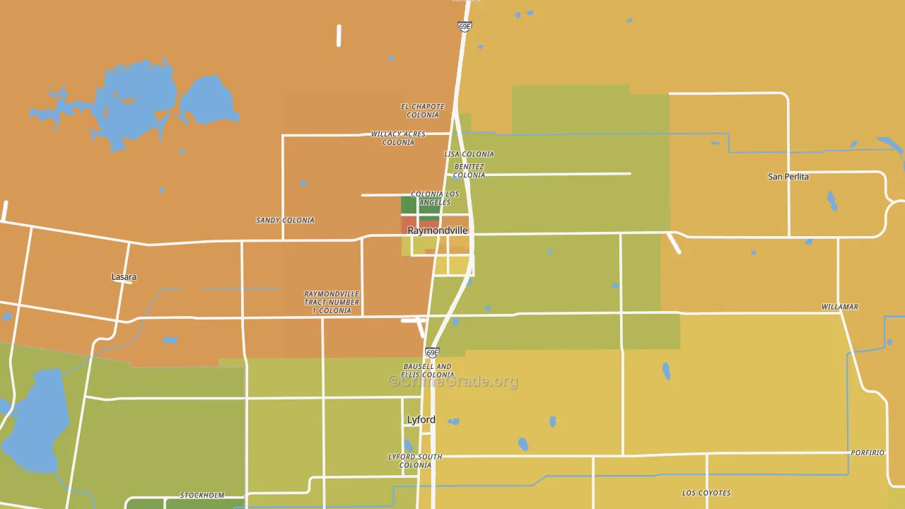 Raymondville, TX Map of Burglary Rates